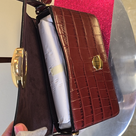 🎉HP🎉Coach 🤎NWT🤎 Croc Studio Shoulder Purse - STUNNING!🤎🤎🤎 - Picture 12 of 15